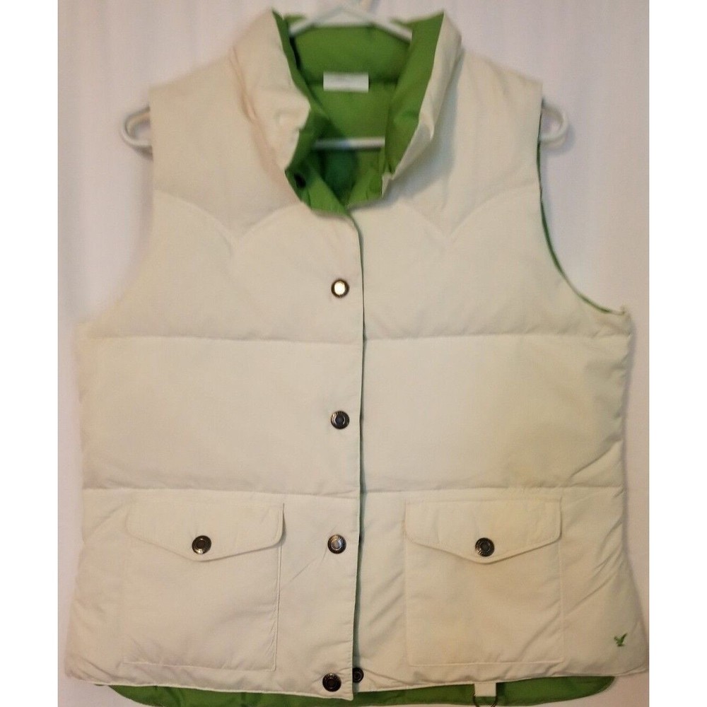 American Eagle Outfitters Women's Puffer Vest Size M Ivory/green